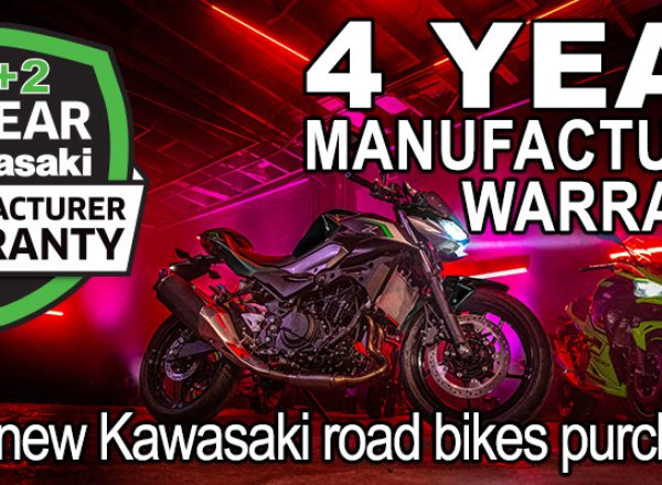Enjoy four years warranty with all new Kawasaki’s!