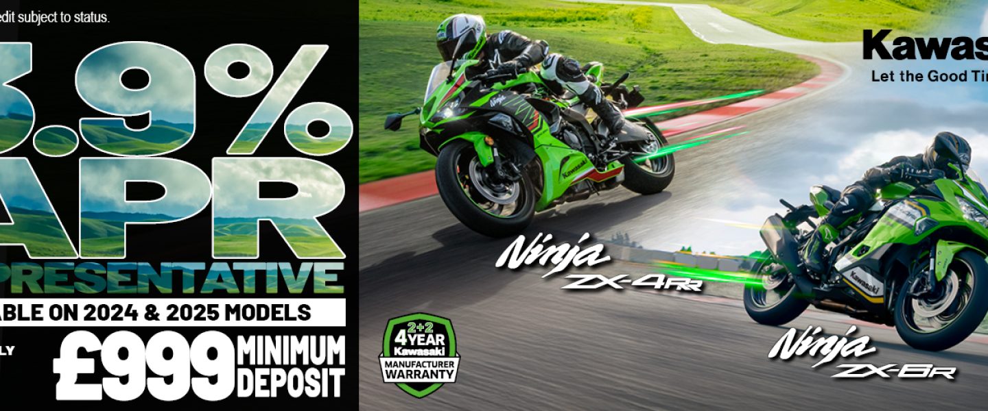 Ninja ZX-4RR and Ninja ZX-6R now available with 3.9% HP and 4.9% PCP APR Representative